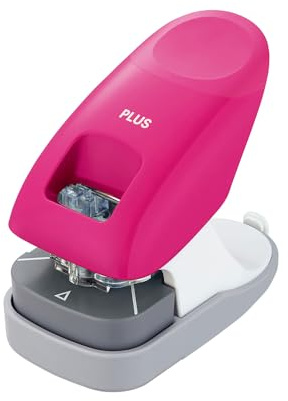 PLUS Japón Grapadora de escritorio sin grapas, encuadernar 10 páginas sin grapas, fucsia
