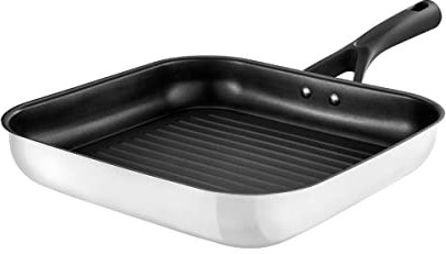 Pyrex Expert Grill de 28 cm, Acero Inoxidable, Negro y Gris