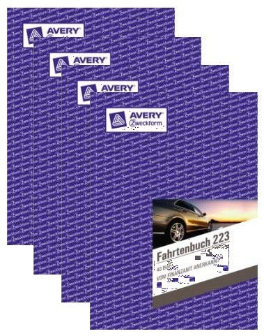 AVERY Zweckform 223 Fahrtenbuch für PKW (A5, 40 Blatt) weiß (4 Stück)