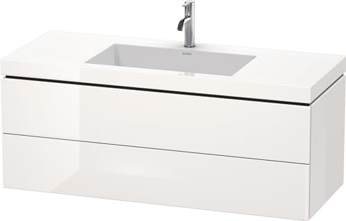 Duravit L-Cube Meuble Vasque c-collée avec Socle, Suspendue au Mur, 120x48 cm, 2 tiroirs, sans trop-Plein, 1 Trou pour Robinet, LC6929O8585, Couleur: Version