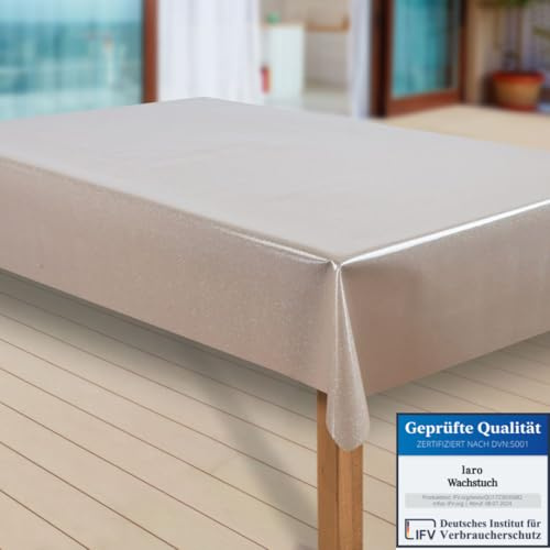 laro Wachstuch-Tischdecke Abwaschbar Garten-Tischdecke Wachstischdecke PVC Plastik-Tischdecken Eckig Meterware Wasserabweisend Abwischbar |81|, Muster:Elligent Glitter Beige, Größe:100x160 cm