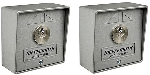 Dieffematic Coppia 2 Selettori a Chiave Unica | Automazione Cancello Serranda Garage, Da Parete, Alluminio, Professionale
