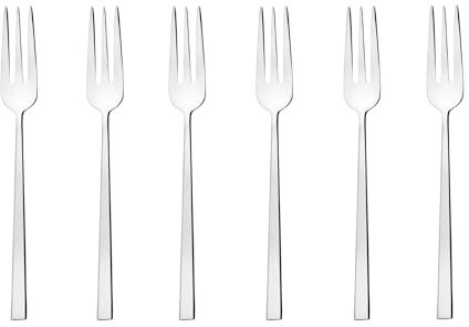 Sambonet 52562A55 Gabeln, Dessertgabel-Set, Kuchengabeln, Kuchengabel Set aus Edelstahl 18/10, 6-Teilig, Spülmaschinenfest, Silber / Schwarz