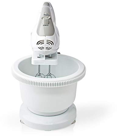 Handmixer - 200 W - 5 Geschindigkeitsstufen - Turbofunktion - Turning Bowl / 2 Knethaken / 2 Schlägel - Grau/Weiss