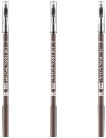 Catrice Eye Brow Stylist 020 date with ash-ton, brauner Augenbrauenstift, mit Augenbrauenbürstchen, vegan, 3er-Pack, 3 x 1,4 g