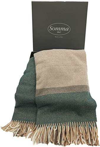 Somma Plaid Pura Lana Grenoble 130X190 con Frange col. Loden