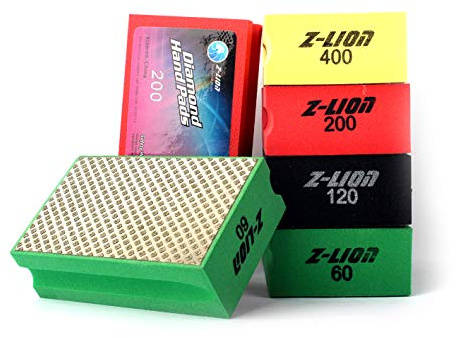 Z-LION Sanding Blocks Diamond Hand Polishing Pads for Glass Granite Marble Stone Ceramic,Electroplated Hand Sanding Pads Pack of 4 ?-
