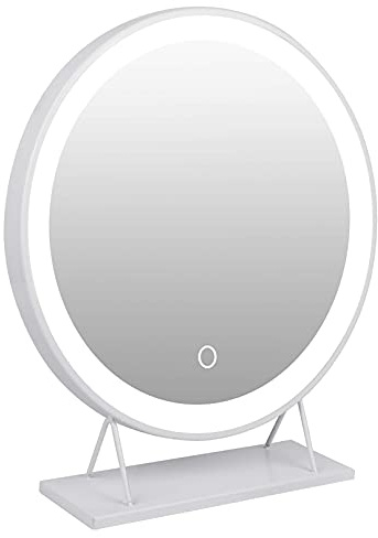 homewell Kosmetikspiegel mit Beleuchtung rund Schminkspiegel mit licht LED Tischspiegel groß (Weiß Φ40cm)