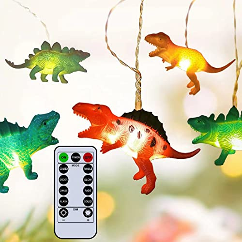YATOSEEN LED Dinosaurier Lichterkette, 3M 20LED Dino Lampe mit Fernbedienung, Batteriebetriebene Dino Lichter für Outdoor Innen Kinderzimmer Dekoration