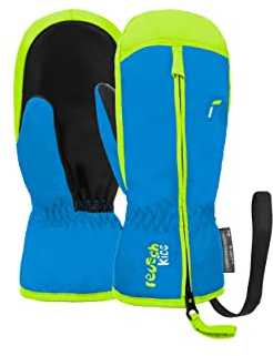 Reusch Babys Fäustlinge Ben Mitten 4525 brilliant blue/safety yel 0 | atmungsaktiv, Reißverschluss für einfaches Anziehen, Kinderhandschuhe für Schnee, Alltag & Outdoor, 1-6 Jahre, Ben Mitten