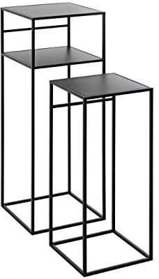 HAKU Beistelltische 2er Set schwarz Metall Couchtische klein - Maße: B 26/30 x H 63/85 x T 26/30 cm Style: Modern