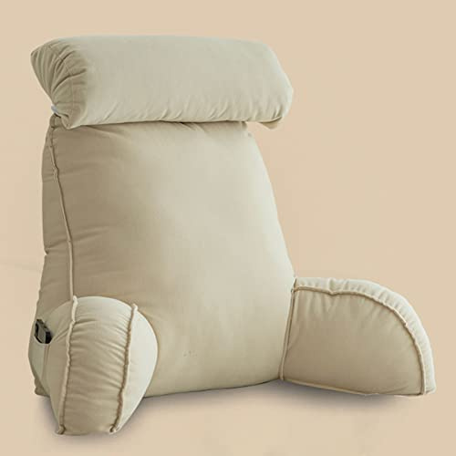 CLEMMO Almohada de Lectura con reposabrazos,Respaldo Lumbar con Reposa Cabeza,CojíN Cintura,CojíN Grande,Ideal para Trabajar,Leer o Jugar en la Cama/Sofá/Suelo