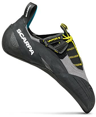 Scarpa M Vapor S Grau-Schwarz - Flexibler präziser Herren Slipper Kletterschuh, Größe EU 40 - Farbe Smoke - Yellow