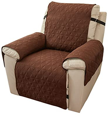 PETCUTE Sesselschoner,Relaxsessel Sesselschoner mit Verstellbaren Riemen,Reversibler Sesselschutz Sofaüberwurf,Waschmaschinenfest,Rutschfester Ruhesessel Bezüge Sofabezug,Kaffee