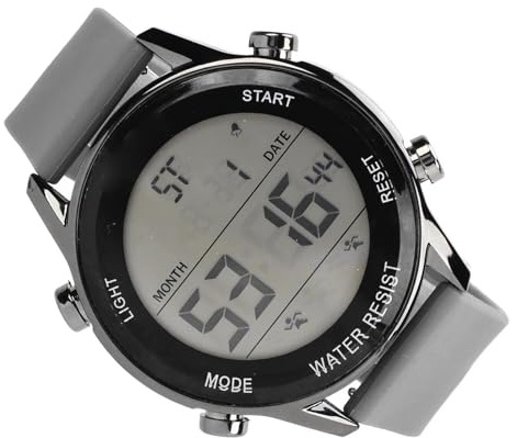 VGEBY Montre Chronographe Numérique, WR50M Plastique ABS étanche Lumineux Grand écran Sports de Plein Air Montre pour Hommes (Gris)