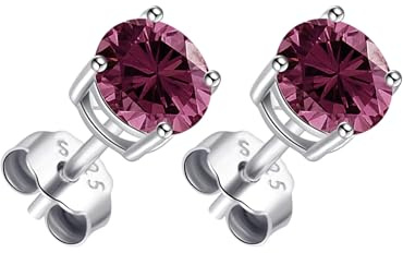 Philip Jones Pendientes de plata de ley con cristales Zircondia® de color morado, Cristal, Cristal Zircondia®, lila