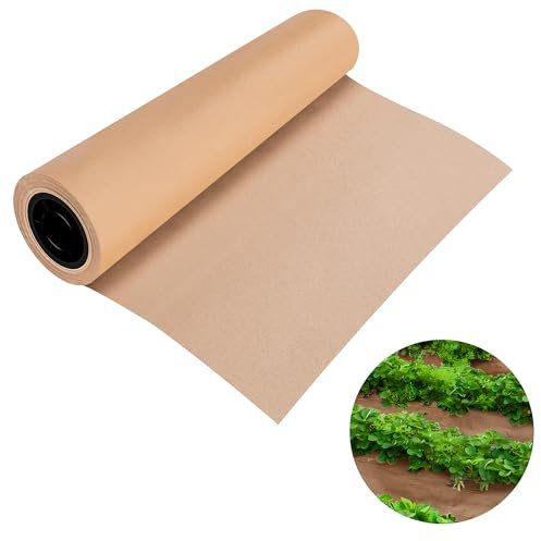 DECOHS Unkrautbarriere aus Papier, 9,5 m, biologisch abbaubar, strapazierfähig, biologisch abbaubar, Gartenpapier, Unkrautbekämpfung, Unkrautvlies, Grasblocker für den Außenbereich, Garten, Rasen, 9 x