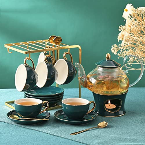Théière à thé de l'après-midi Anglaise, théière, Service à thé avec Support, Tasse à café, Soucoupe en céramique (D comme indiqué)