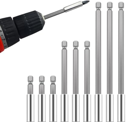 LightBeacon Confezione da 9 Prolunghe Magnetiche per Trapano, Prolunga Avvitatore, Porta Inserti per Avvitatore da 1/4 di Pollice Lungo, Estensione Della Punta Magnetica da 60/100/150 mm