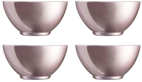 Acan Tradineur - Pack de 4 Boles de Vidrio Opal, Cuenco, tazón para Desayuno Extra Resistente, postres, Aperitivos, Apto para lavavajillas y microondas (Plateado - 50 cl - 13,2 x 6,8 cm)