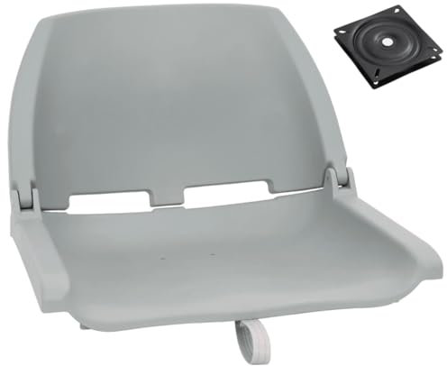 vidaXL Bootssitz Set 2-TLG., Bootsstuhl mit Klappdesign Befestigungsgurt, Steuerstuhl 360° Drehbar, Steuersitz Klappsitz Boot, Grau