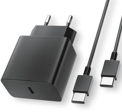 Chargeur USB-C Rapide 45W avec Câble USB-C (2m) pour Samsung Galaxy S24/S23/S22/S21 Ultra/S20/S20+/Note 20/10/9/8/A73/A53/A52/S10/S9