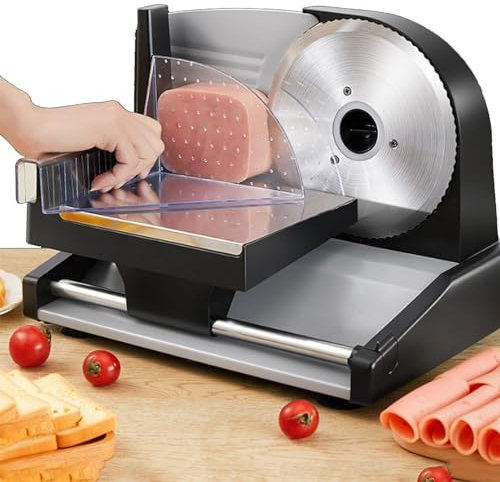 Electric Deli Food Slicer for Home Use - 200W Meat and Food Slicer with Adjustable Thickness - Cheese Bread Cutter - Use and Clean