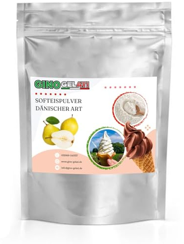 Gino Gelati Dänisches Softeis Pulver, fruchtiger Geschmack, verschiedene Geschmacksvarianten, schnell und einfach Zubereitet, Made in Germany, Eis selber machen (10 Kg, Birne)