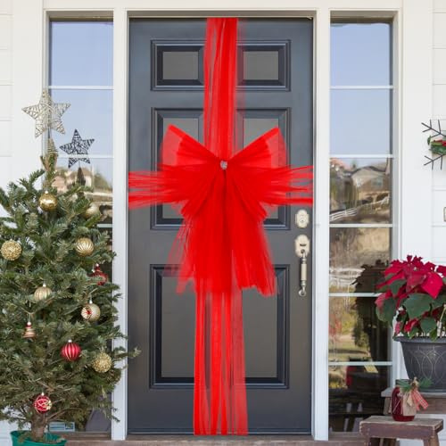 VEYLIN Rote Weihnachtsschleife für Schranktüren, große Türschleife, Weihnachtsbaumkranz, Schleife, Festivalverpackung, Dekorationen für Weihnachtsfeierbedarf