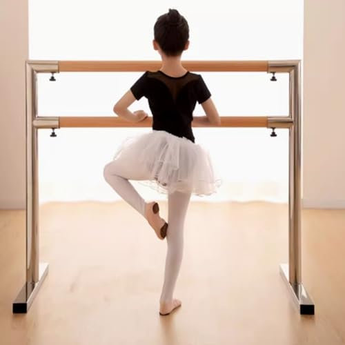 jiajulashou123 Ballettstange rutschfest Freistehende Ballettstange Tanzstange für Zushause Stützstange Stahlrohre mit Holzoptik für Ballet,Stretching,Körperdehnung (Length:120CM)
