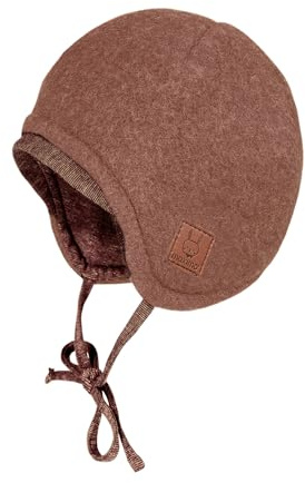 maximo GOTS Baby-Mütze,Wollfleece kbT Jerseyfutter KBA, Bindeband