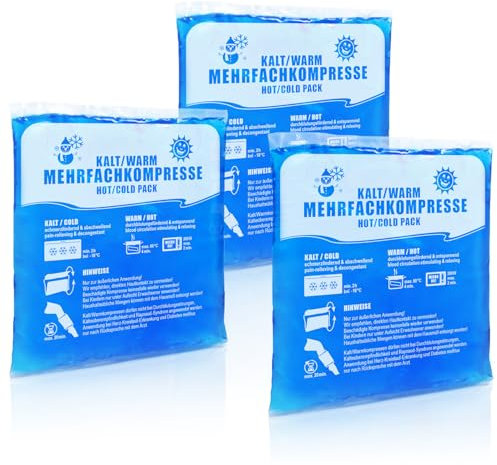 Robin Goods® 3X Mehrfach-Kompresse 14 x 13 cm - Wiederverwendbare Warm- & Kaltkompressen - Ideal als Kühlpad & Wärmekissen, Mikrowellengeeignet - Für Erste-Hilfe, Sportverletzungen & Schmerzlinderung
