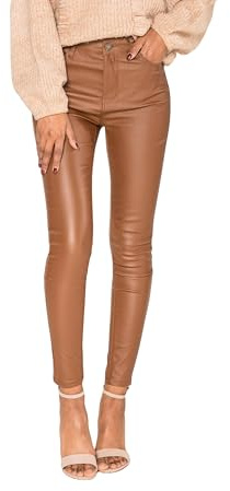 Nina Carter S513 - Jeans da donna Skinny Fit Wetlook a vita alta con effetto pelle, stretch, stile 5 tasche, lunghezza alla caviglia, XS
