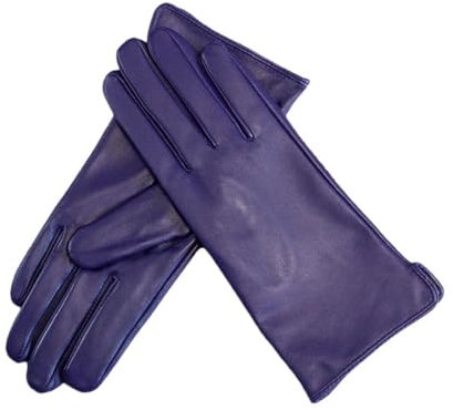 Damen Schaffell Lederhandschuhe Gerader Stil Wollfutter Winter Warm Motorrad Reiten Auto Fahren Fingerhandschuhe Lila 8 12