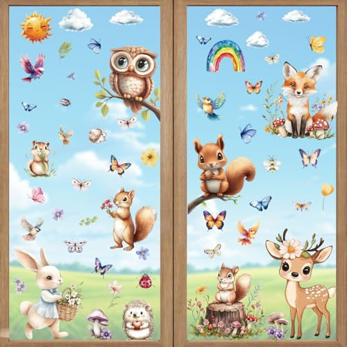 Finestre Autoadesiva Senza Colla Static Cling Stripe Pellicola Decorativa Smerigliata per Finestre Glass Adesivi Finestre Uccelli Vetrofanie Uccelli Adesivi Vetro Decorativi Fiori Farfalle