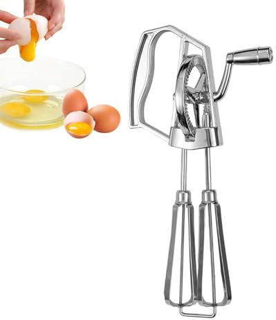 Batidora manual, batidora de huevos con manivela, batidora manual giratoria, batidora manual para huevos, batidora de acero inoxidable, batidora portátil