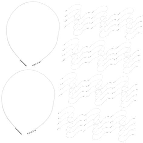 Alipis 50stücke Stretchbare Elastische Schnur Mit Metallbarbs Für Masken Partyhüte Hoodies Und Menüs Weiße Für Bastelprojekte