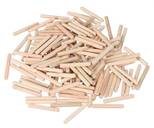 PATIKIL Träpluggar stift 5 mm x 40 mm (3/16 tum x 1-9/16 tum) rak plugg stavar trä räfflade pluggar stavar för hantverksmöbler gör-det-själv träräknat 150