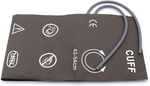 Manguito NIBP universal para muslo 42-54 cm, tubos dobles, manguito de presión arterial de repuesto marrón de PU reutilizable, sin conector BP