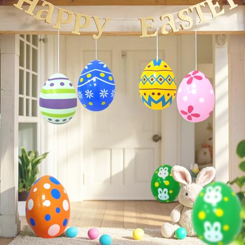 6 Stück Ostereier Outdoor Aufblasbare Ostereier aufblasbar für Drinnen Draußen Bunte Ostereier Feiertagsparty Osterdekorationen für Rasen Garten Terrasse
