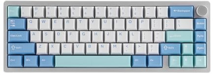EPOMAKER Galaxy65 Tastiera Meccanica QMK/VIA Wireless, Ball-Catch Aluminum Custom Keyboard, Creamy Switch,Gasket,Hot-Swap,RGB,Knob,2.4Ghz/BT/USB,qwerty (Argento, Blueberry Ice Cream)