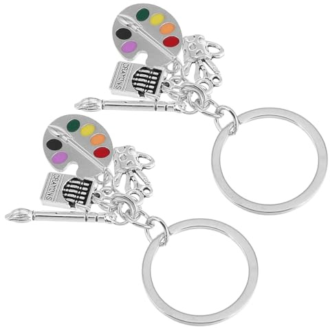 LIGIGWASH Artist Paint Palette and Paintbrush Keychain Set, Enamel Charm Key Ring for Painters and Art Enthusiasts, 2pcs Portable Art Supplies Accessories for Creative
