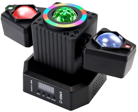 Areyourshop Lyre LED Tête Mobile DMX, Lumière de Scène Disco Stroboscopique avec Effet Beam, Contrôle Vocal et DMX512, Lumière pour DJ, Fête, Club