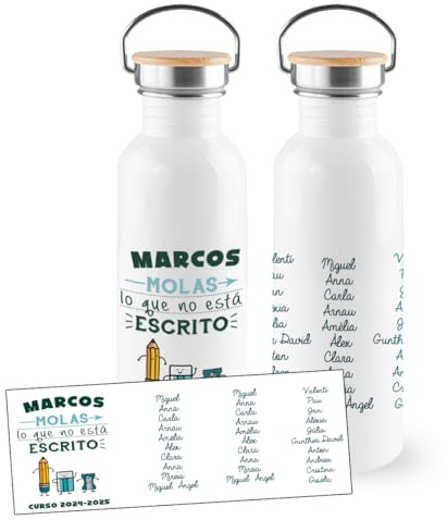 LINFORMAL Botella Personalizada Profesora/Profesor 750 ml, Regalo Profesora Infantil Fin de Curso, Regalo Personalizado con Nombre y Alumnos para Maestra o Seño - Molas lo que no está escrito -