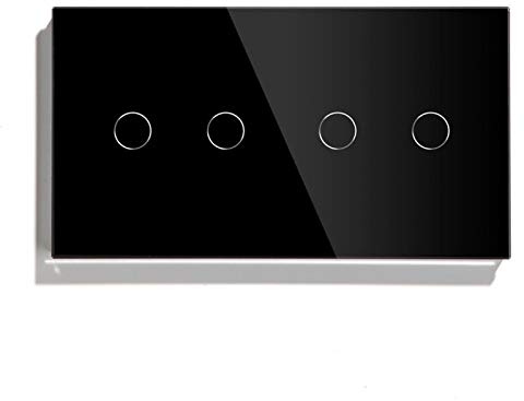 Interrupteur Tactile,Interrupteur Mural Tactile 4 Bouton Gang Touch Switch 157mm Commutateur de lumière électrique Crystal Class Interrupteur du panneau Blanc noir Noir Golden Home Amélioration de la