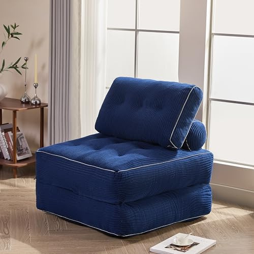 Litbird Sillón Cama Individual Plegable con Respaldo y Espuma viscoelástica, sofá de Suelo Tipo futón Convertible en colchón, Ideal para salón, Dormitorio u Oficina