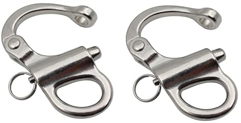 Toyvian 2pcs Stainless Steel Fixed Spring Shackle for Boat Sailing Heavy Duty Chain Buckle Eye Snap Hook for Rigging Shackles for Outdoor Use
