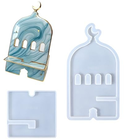 Moule en silicone réutilisable pour support de téléphone avec port de charge amovible en forme de H pour accessoires d'artisanat en résine