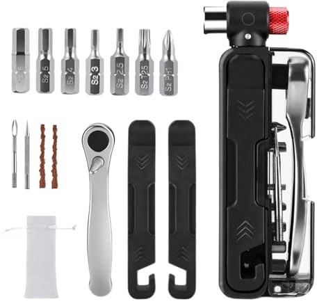 yybng Kit De Reparación Para Bicicletas - Kit De Mantenimiento Para Bici - Juego de Destornilladores Portátil con Trinquete Llave Antideslizante para Ciclismo Travesías Descenso Commuting Scooter Moto