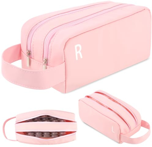 RZCOMP Daily Contact Lens Organizer Case,Portable Contact Lens Storage Case,Travel Contact Lens Storage Case with Clearly Labeled R & L,Storage up to 100 Lenses (Pink)